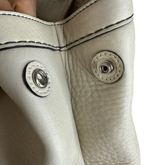 COACH Hampton Sand Beige Pebbled Leather Tassel Satchel Handbag 5031 - Picture 12 of 15